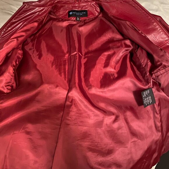Kenneth Cole Reaction Red Leather Jacket. Large - Picture 10 of 10